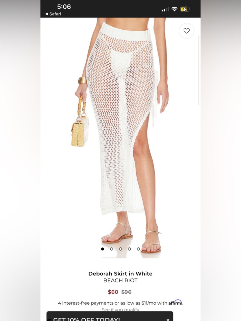 Beach Riot White Crochet Side-Slit Swim Coverup Skirt